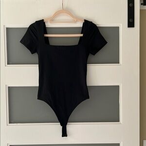 Aritzia Babaton contour Black Square Neck women One-Piece thong Bodysuit S